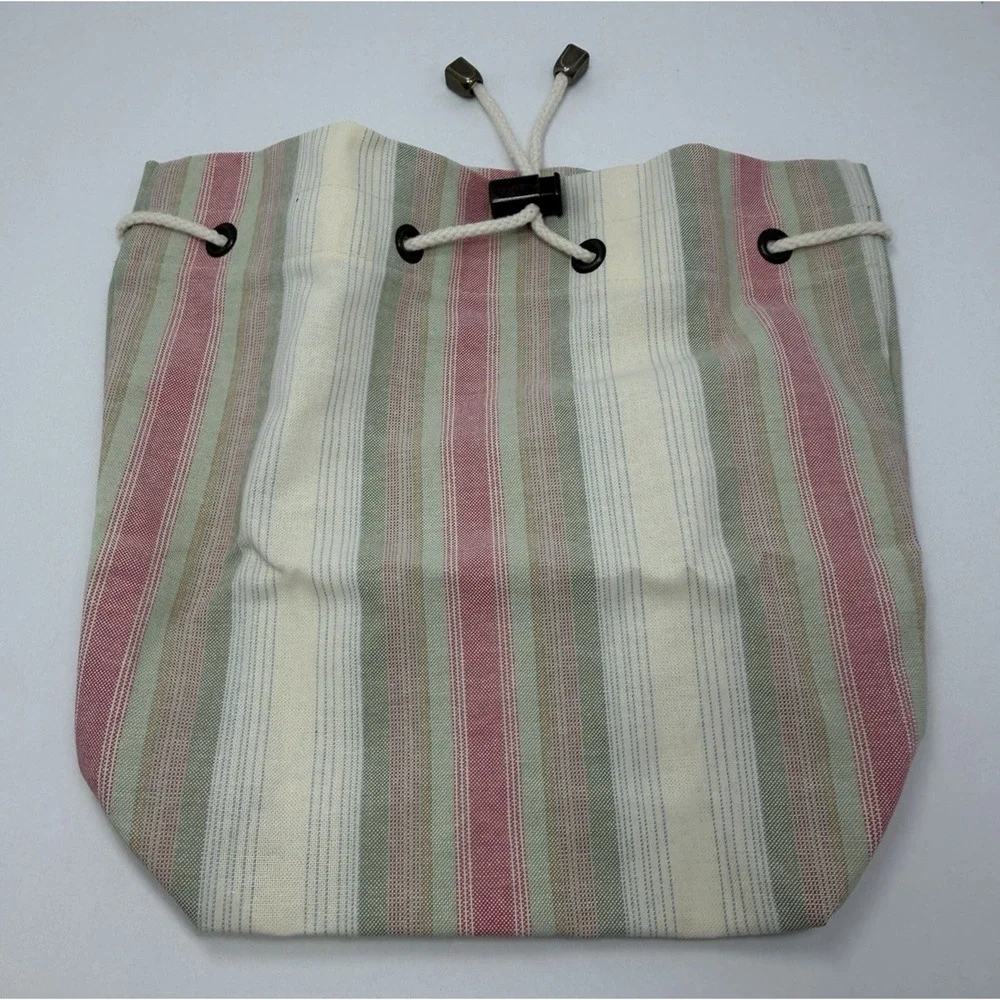 Longaberger Small Tote Liner Cabana Strip with Sand Dollar Tie-On